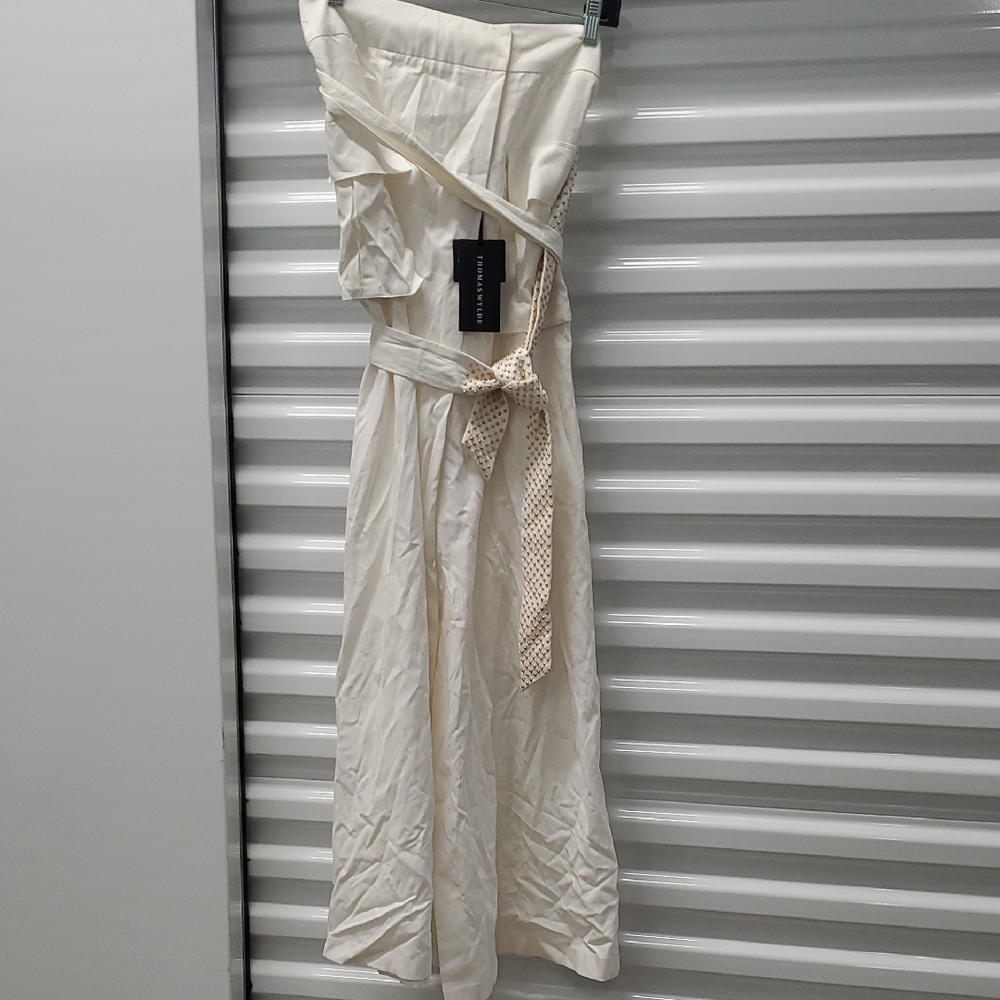 Thomas Wylde White Skirt with Golden Stud Accented Belt